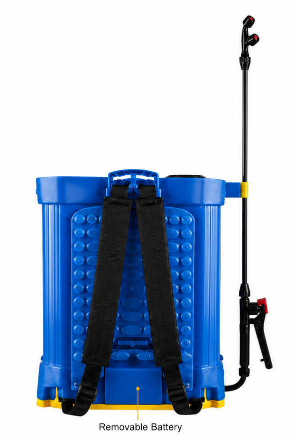 Manual-electric combo sprayer back view