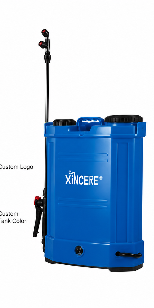 Electric backpack sprayer angled side view