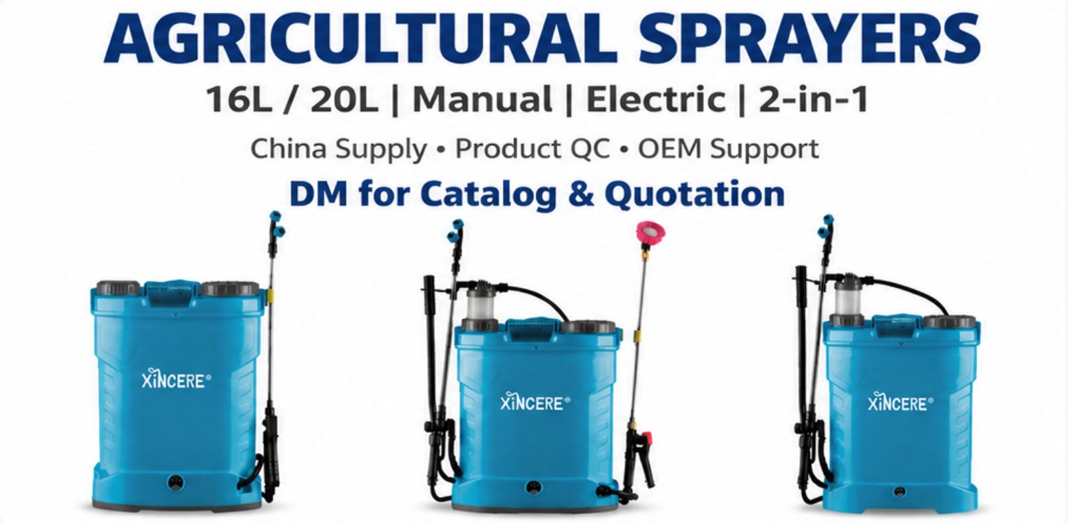 Examples of manual, electric, and combination backpack agricultural sprayers